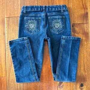 Arizona girls 12 stretchy blue denim jeans decorative beading on pockets